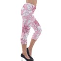 Pink flowers Lightweight Velour Capri Leggings  View4