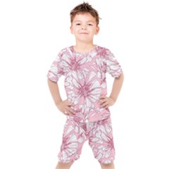 Pink Flowers Kids  Tee And Shorts Set by Sobalvarro