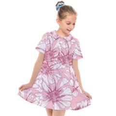 Pink Flowers Kids  Short Sleeve Shirt Dress by Sobalvarro