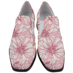 Pink Flowers Women Slip On Heel Loafers by Sobalvarro