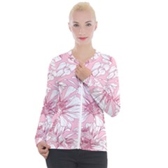 Pink Flowers Casual Zip Up Jacket by Sobalvarro