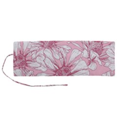 Pink Flowers Roll Up Canvas Pencil Holder (m) by Sobalvarro