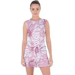 Pink Flowers Lace Up Front Bodycon Dress by Sobalvarro