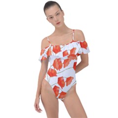 Pattern Coquelicots  Frill Detail One Piece Swimsuit by kcreatif