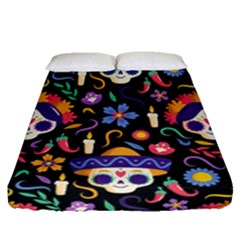 Dia De Los Muertos Fitted Sheet (queen Size) by Sobalvarro