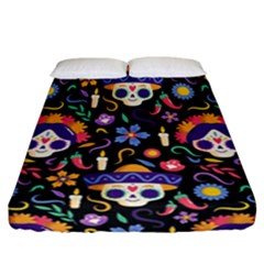 Dia De Los Muertos Fitted Sheet (california King Size) by Sobalvarro