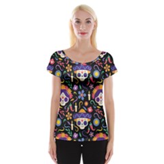 Dia De Los Muertos Cap Sleeve Top by Sobalvarro