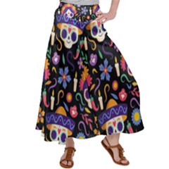 Dia De Los Muertos Satin Palazzo Pants by Sobalvarro