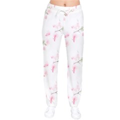 Pattern Orchidée Fleurs Women Velvet Drawstring Pants