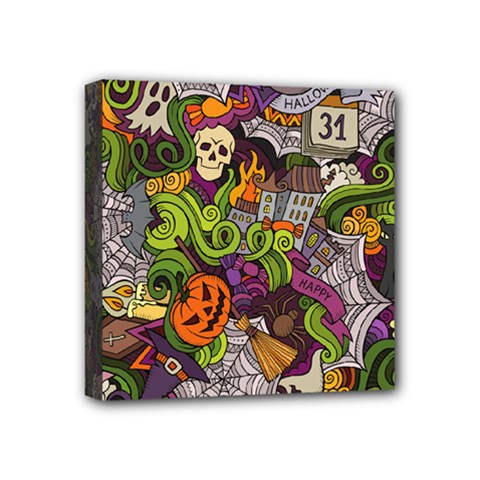Halloween Doodle Vector Seamless Pattern Mini Canvas 4  X 4  (stretched) by Sobalvarro