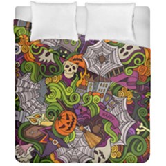 Halloween Doodle Vector Seamless Pattern Duvet Cover Double Side (california King Size) by Sobalvarro