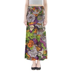 Halloween Doodle Vector Seamless Pattern Full Length Maxi Skirt by Sobalvarro