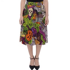 Halloween Doodle Vector Seamless Pattern Classic Midi Skirt by Sobalvarro