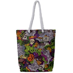 Halloween Doodle Vector Seamless Pattern Full Print Rope Handle Tote (small) by Sobalvarro
