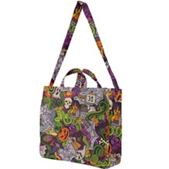 Halloween Doodle Vector Seamless Pattern Square Shoulder Tote Bag by Sobalvarro