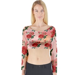 Pattern Flower Paper Long Sleeve Crop Top by HermanTelo