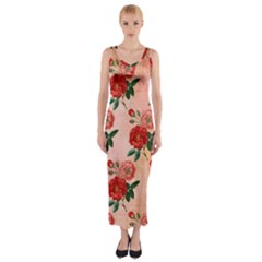 Pattern Flower Paper Fitted Maxi Dress