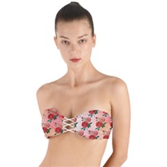 Pattern Flower Paper Twist Bandeau Bikini Top by HermanTelo