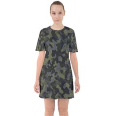 Camouflage Vert Sixties Short Sleeve Mini Dress by kcreatif