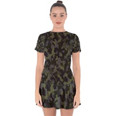 Camouflage Vert Drop Hem Mini Chiffon Dress by kcreatif