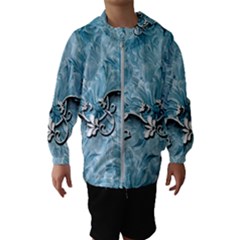 Wonderful Blue Flowers Kids  Hooded Windbreaker by FantasyWorld7