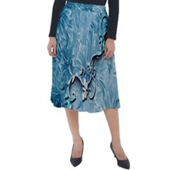 Wonderful Blue Flowers Classic Velour Midi Skirt  by FantasyWorld7