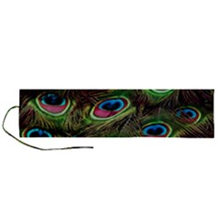 Peacock Feathers Color Plumage Roll Up Canvas Pencil Holder (l) by Celenk