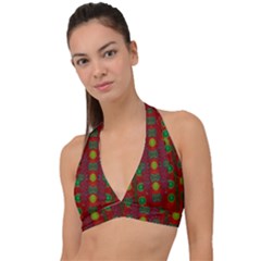 In Time For The Season Of Christmas Halter Plunge Bikini Top