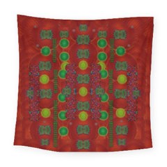 In Time For The Season Of Christmas Square Tapestry (large) by pepitasart