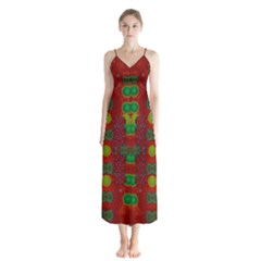 In Time For The Season Of Christmas Button Up Chiffon Maxi Dress