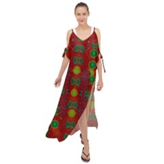 In Time For The Season Of Christmas Maxi Chiffon Cover Up Dress