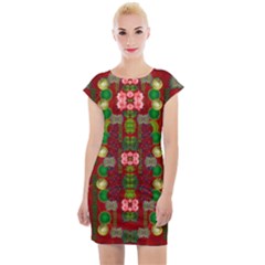 In Time For The Season Of Christmas An Jule Cap Sleeve Bodycon Dress by pepitasart