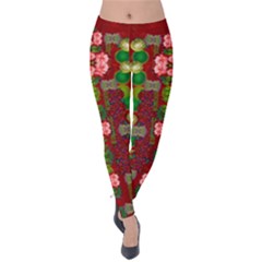 In Time For The Season Of Christmas An Jule Velvet Leggings by pepitasart