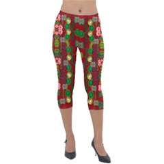 In Time For The Season Of Christmas An Jule Lightweight Velour Capri Leggings  by pepitasart