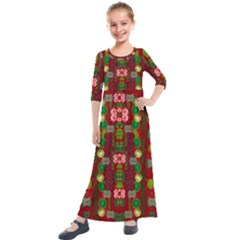 In Time For The Season Of Christmas An Jule Kids  Quarter Sleeve Maxi Dress by pepitasart