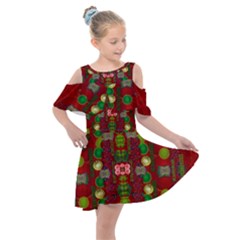 In Time For The Season Of Christmas An Jule Kids  Shoulder Cutout Chiffon Dress by pepitasart