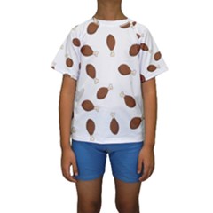 Turkey Leg Pattern - Thanksgiving Kids  Short Sleeve Swimwear