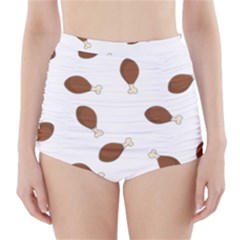 Turkey Leg Pattern - Thanksgiving High-Waisted Bikini Bottoms