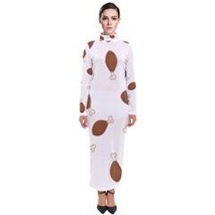 Turkey Leg Pattern - Thanksgiving Turtleneck Maxi Dress