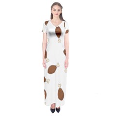 Turkey Leg Pattern - Thanksgiving Short Sleeve Maxi Dress