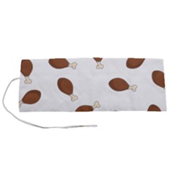 Turkey Leg Pattern - Thanksgiving Roll Up Canvas Pencil Holder (S)