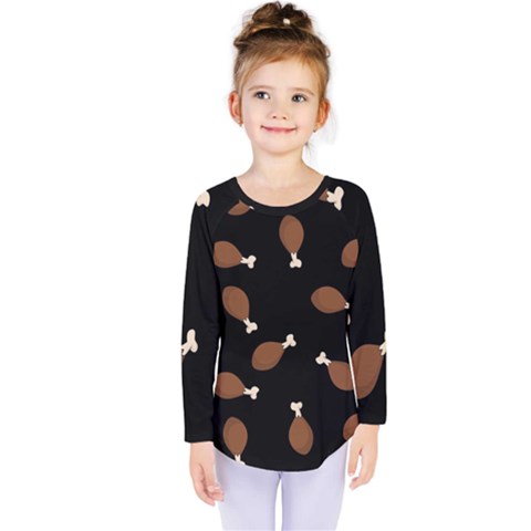 Turkey Leg Pattern - Thanksgiving Kids  Long Sleeve Tee by Valentinaart