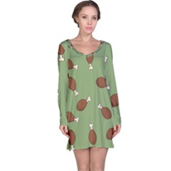 Turkey Leg Pattern - Thanksgiving Long Sleeve Nightdress