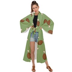 Turkey Leg Pattern - Thanksgiving Maxi Kimono