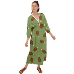 Turkey Leg Pattern - Thanksgiving Grecian Style  Maxi Dress