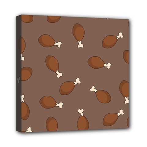 Turkey Leg Pattern - Thanksgiving Mini Canvas 8  X 8  (stretched) by Valentinaart