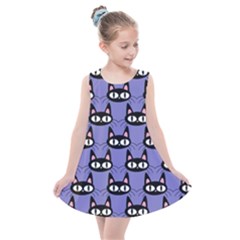 Cute Black Cat Pattern Kids  Summer Dress by Valentinaart