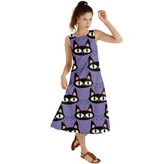 Cute Black Cat Pattern Summer Maxi Dress by Valentinaart