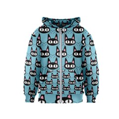 Cute Black Cat Pattern Kids  Zipper Hoodie by Valentinaart