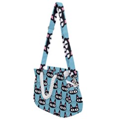 Cute Black Cat Pattern Rope Handles Shoulder Strap Bag by Valentinaart